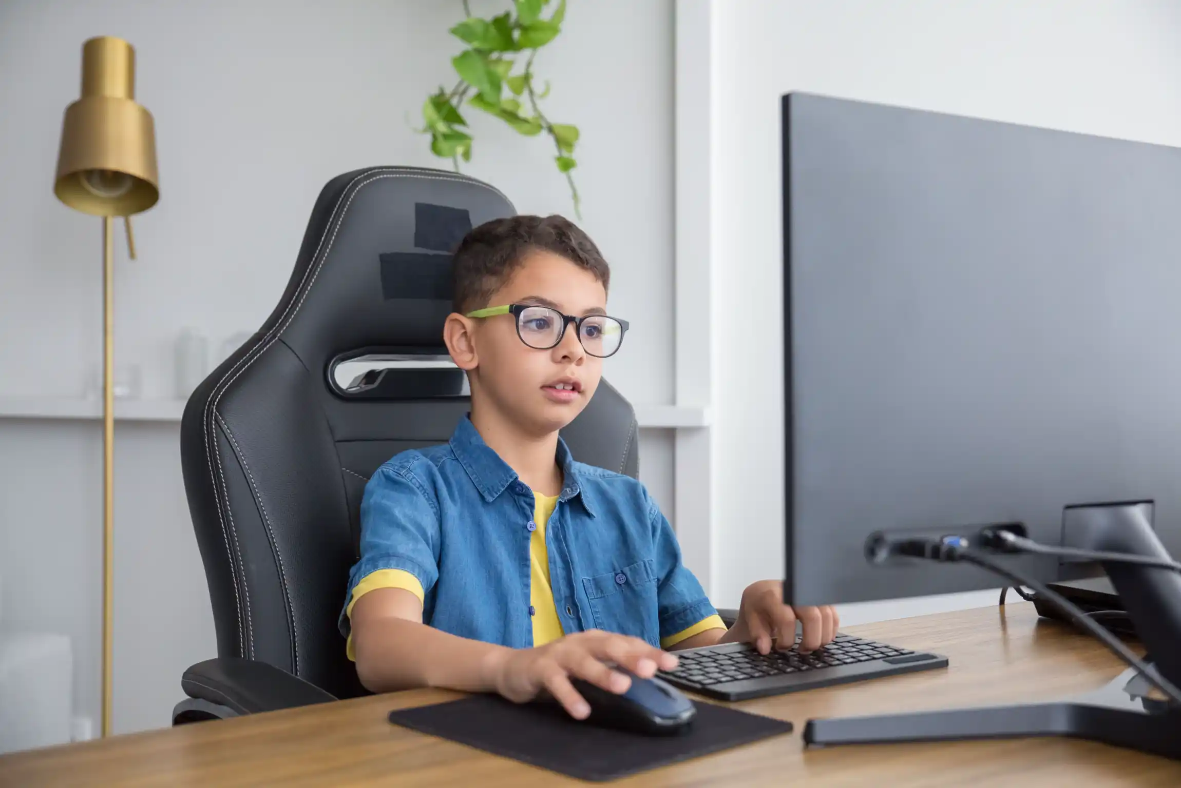 Child learning with a computer