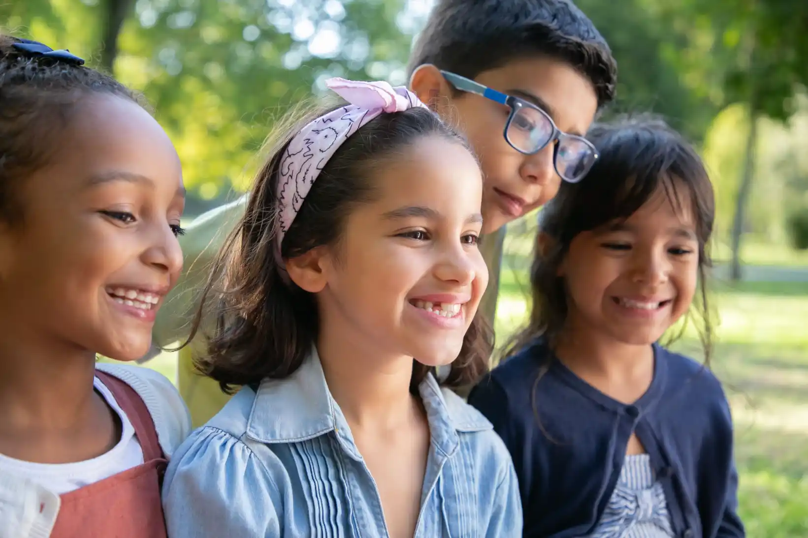 Group of school-age children outdoors